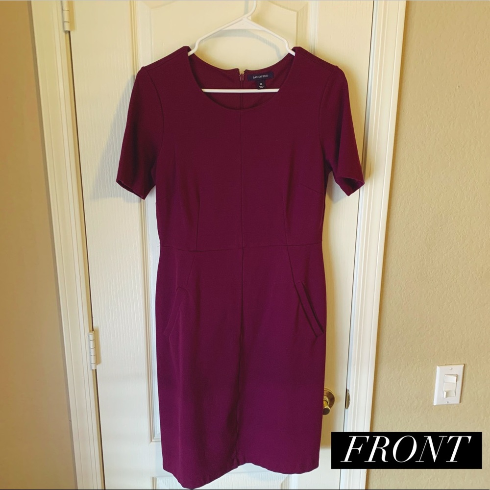 Lands’ End Burgundy S/S Dress w/ Pockets